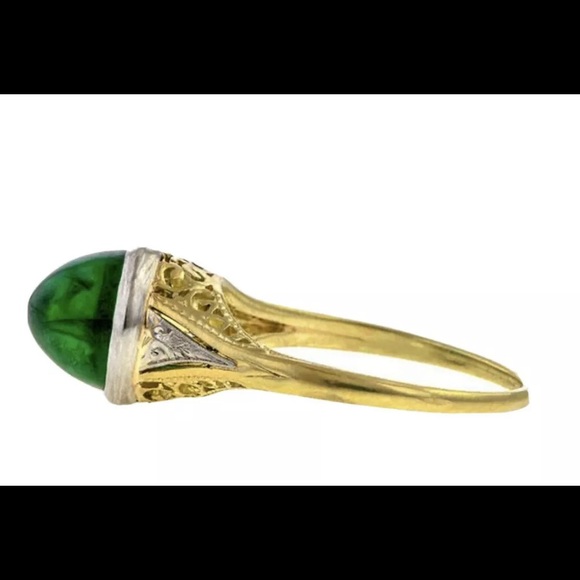 Art Deco Emerald Cabochon Ring - Picture 12 of 13